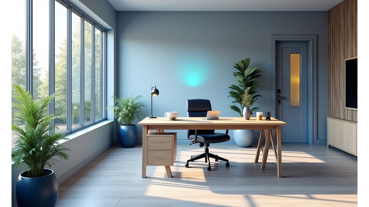 Modern smart home office with technology