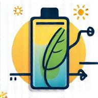 Illustration of a charging battery with leaf motifs, representing energy efficiency