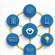 Various smart home device icons connected by lines, representing seamless integration